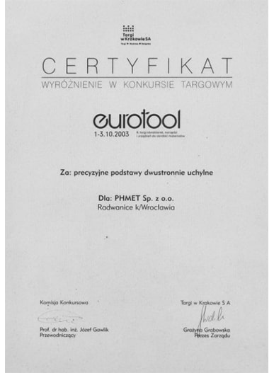 Dyplom Eurotool Kraków 2003