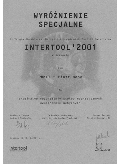 Dyplom Intertool Kraków 2001