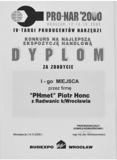 Dyplom Pro-Nar Wrocław 2000